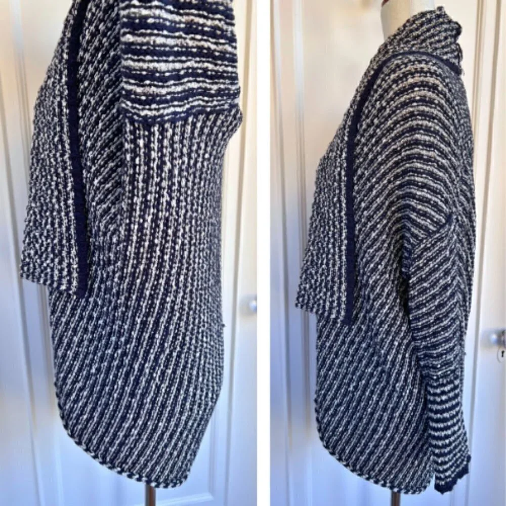FREE PEOPLE Chunky Knit Open Front Black & White Cardigan Size S - Picture 8 of 16